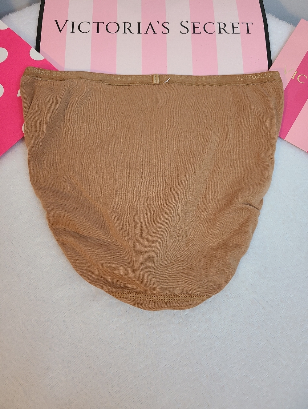 VTG Victoria's Secret Signature Cotton Classic Bikini Panty Size M Tan - Picture 3 of 4